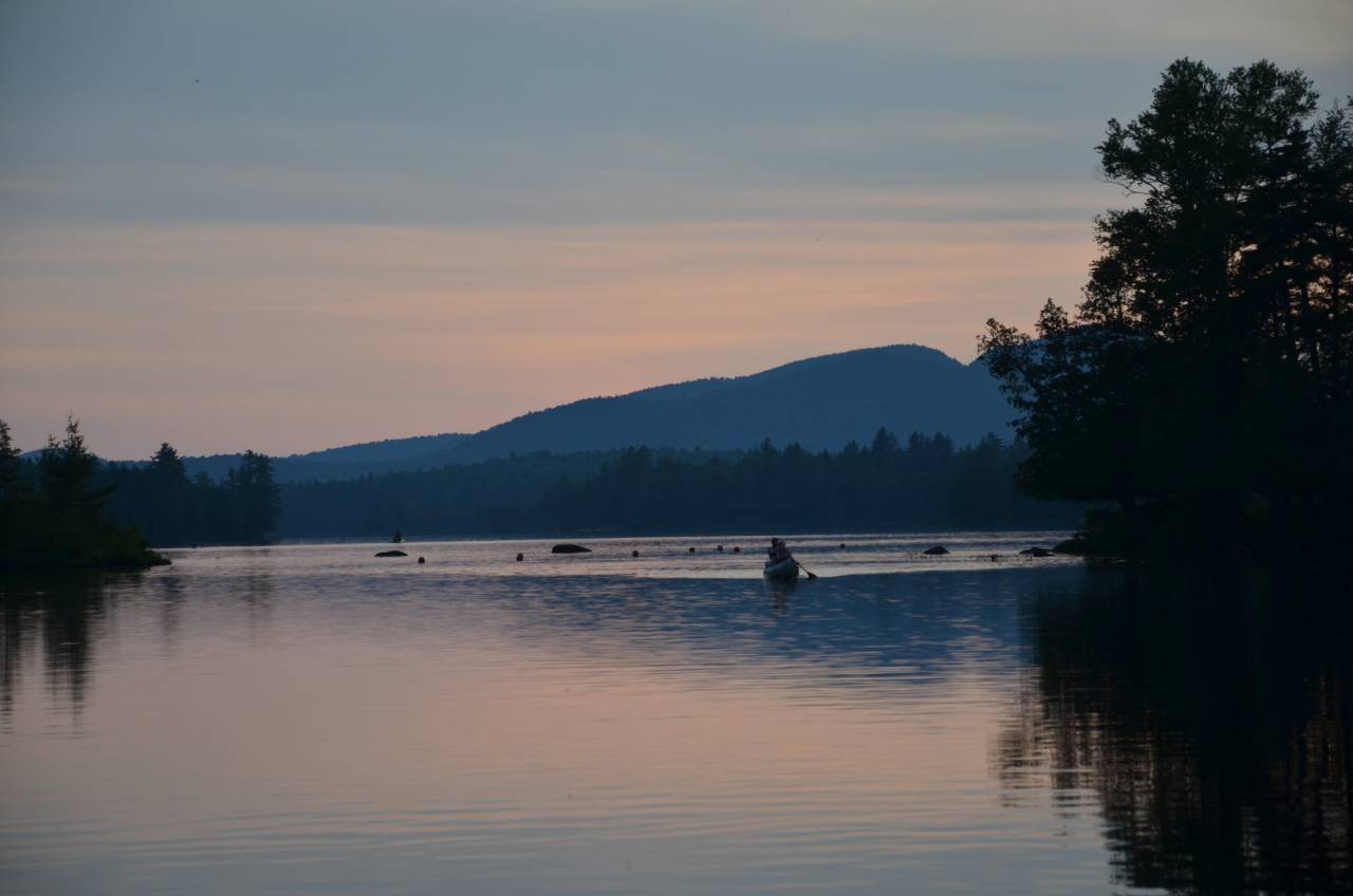 forked lake sunset